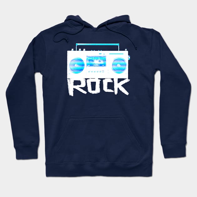 Music Rock Radio for rockers, rockmusic fans, rock musician Hoodie by badlydrawnbabe